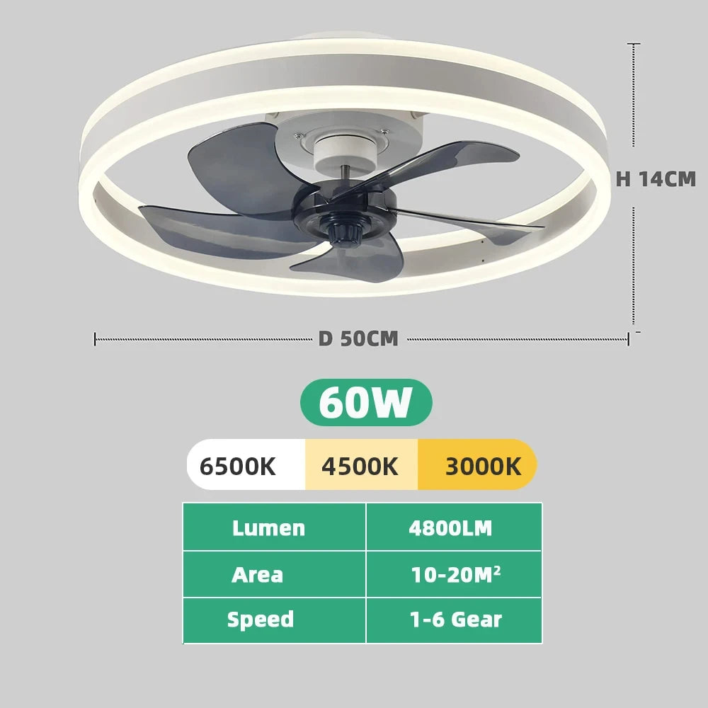 Modern Ceiling Fan (With Lighting) Silent LED Dimmable Ceiling Fan (With Remote Control) for Bedroom Study Dining Room,