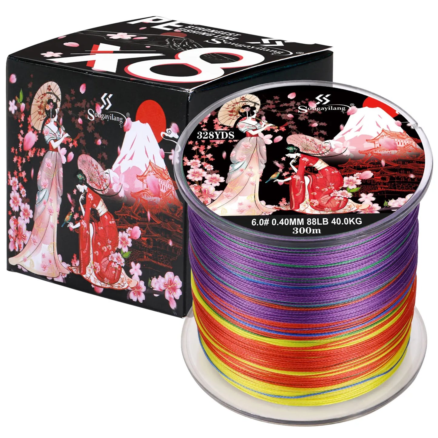 Sougayilang Braided Fishing Line X4 X8 100/300/500 Max Drag 66LB Multifilament PE Line for Bass Pike Carp Fishing Accessories