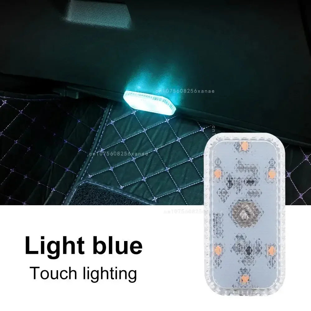 Car Interior Lights Finger Touch Sensor Mini LED Reading Lamp Wireless Touch Light USB Charging Auto Roof Atmosphere Lamp