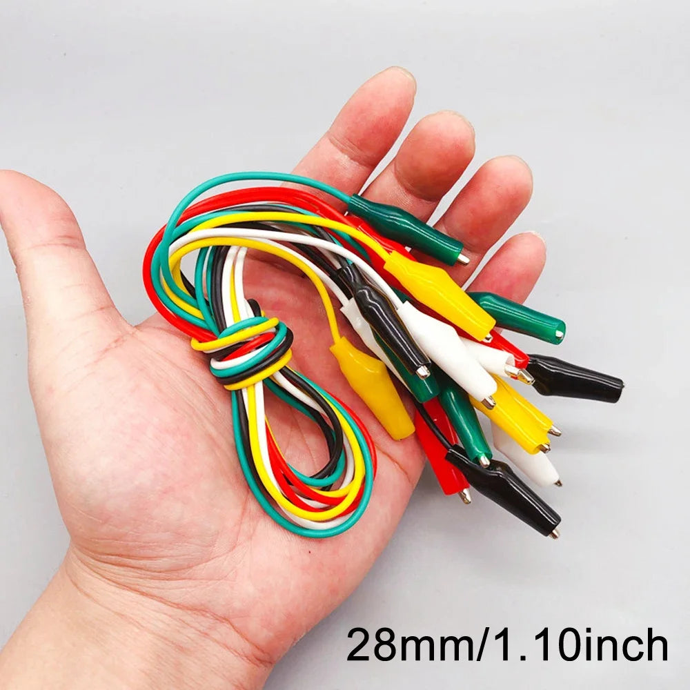 10PCS Alligator Clips Electrical, 5 Colors Test Leads with Testing Probes Crocodile Jumper Wires Cable with Alligator Clips