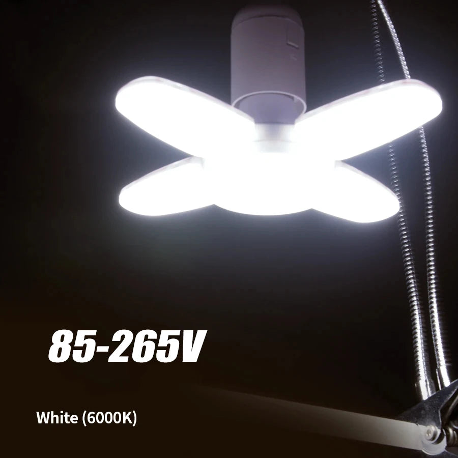 E27 Foldable Fan Shape LED Bulb Lamp 220V 110V 40 LEDs Light Bulbs For Home Ceiling Lamp Warehouse Garage White Light 6500