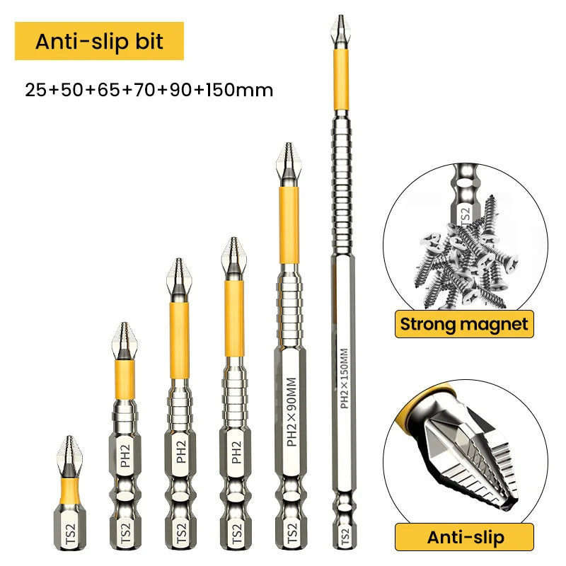 Non-slip High Hardness and Strong Magnetic Bit PH25/50/65/70/90/150mm Cross High Hardness Hand Tool Electric Drill Bit Screw