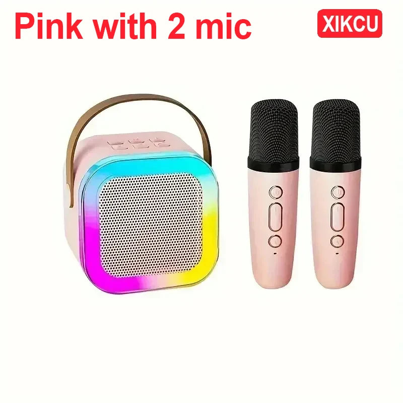 XIKCU K12 Bluetooth Karaoke Machine Portable 5.3 PA Speaker System with 1-2 Wireless Microphones Home Family Singing Children's