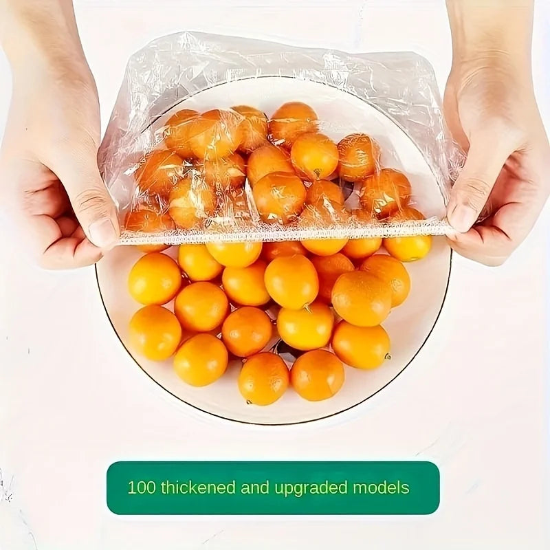 100pcs Reusable Elastic Food Covers - Transparent Stretchable Bowl Plate Seals (Alternative to Foil & Deli Covers)