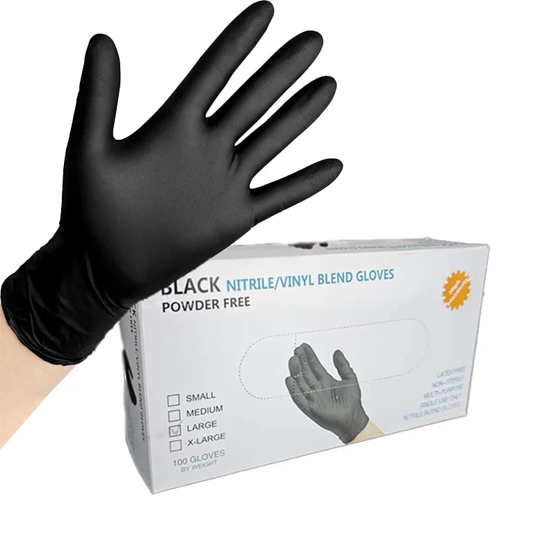 50PCS Disposable Gloves Black Nitrile Gloves Home Kitchen Cooking Tools Tattoo Washing Car Household Cleaning Work Gloves