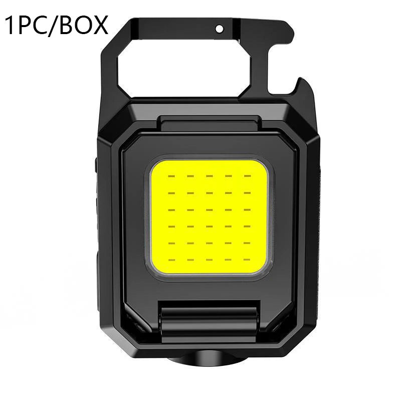 XPE Pocket Work Light 1000LM COB LED Mini Keychain Light USB Rechargeable Flashlight IPX4 Waterproof for Outdoor Camping Hiking