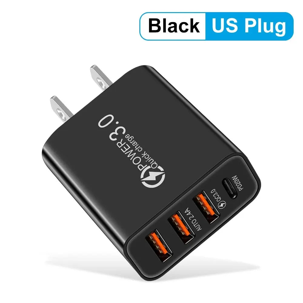 Total 20W Multi Port Wall Charger USB PD Adapter For Xiaomi iPhone 13 12 for Samsung Mobile Phone Plug Charging