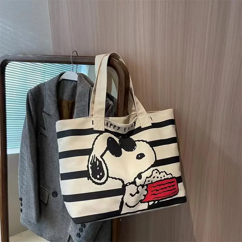 Disney Snoopy Cute Cartoon Large Capacity Canvas Bag for Female Students To Hold Books Tote Mommy Bag