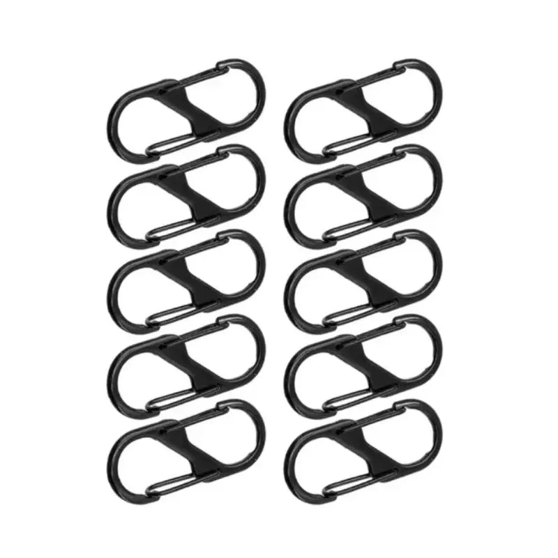 10 Pcs S Shaped Carabiner Metal Double Hooks Carabiner Keychain Small Spring Clips for Camping Fishing Traveling