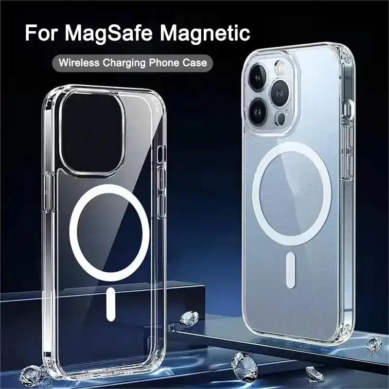 New Anti Drop For iPhone 15 14 13 12 11 Pro Max PC Material Non yellowing Magnetic Charging Anti slip Ultra thin Protective Case