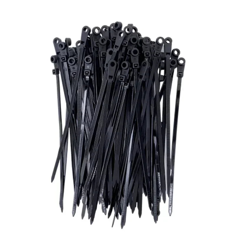 500/100PCS Screw Hole Cable Ties Reusable Fixed Nylon Cable Ties Self-locking Cord Ties Straps Fastening Loop Office Organizer