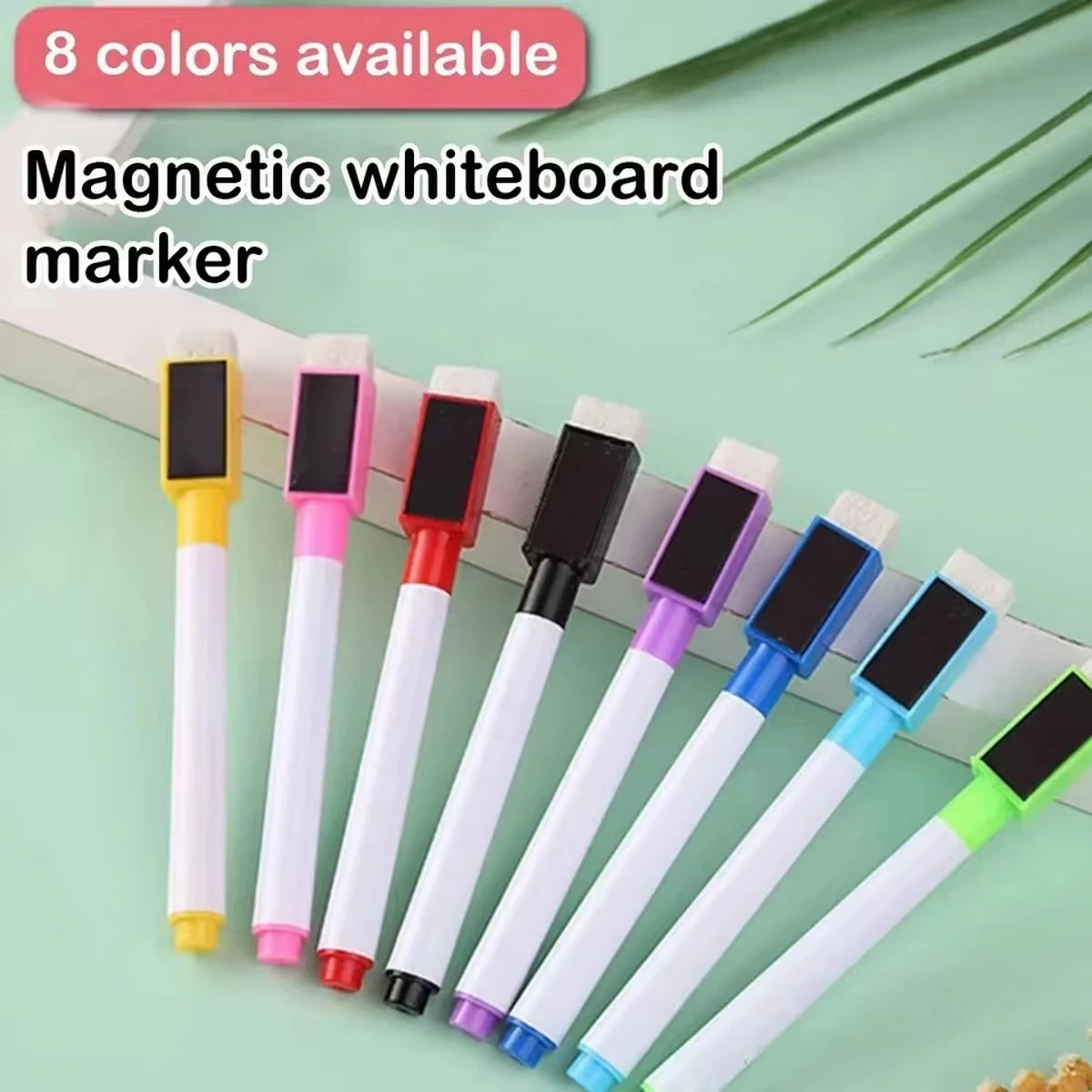 8PC Magnetic Colorful Whiteboard Pen Black White Board Markers Built In Eraser School Supply children's Graffiti Drawing pen