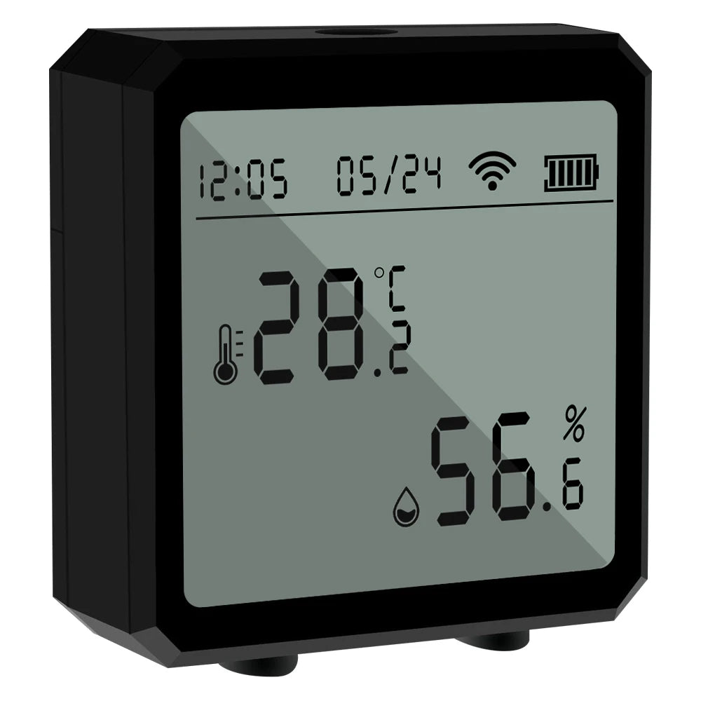 Zigbee Temperature Humidity Sensor with Tuya APP LCD Screen Digital Display Wireless Thermometer Work with Black or White Color