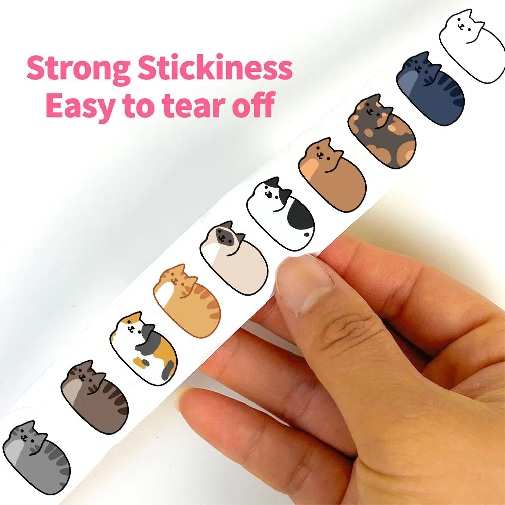 500PCS Kawaii Cartoon Cat Tuo Tuo Roll Stickers Skateboard Laptop Luggage Skateboard Phone Gift Waterproof Phone Cute Sticker 