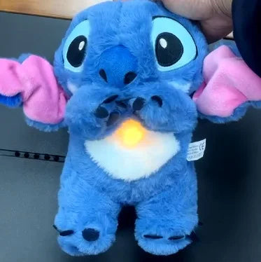 Kawaii Stitch Plush Doll For Baby, Sleeping Companion, Musical Sound Soothing With Air Bag And Light, Breathing Toys Gifts
