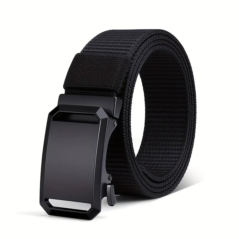 New Business Leisure Style Men's Automatic Buckle Canvas Belt Durable Quick-Release Belt Outdoor Workwear Waist Belt 