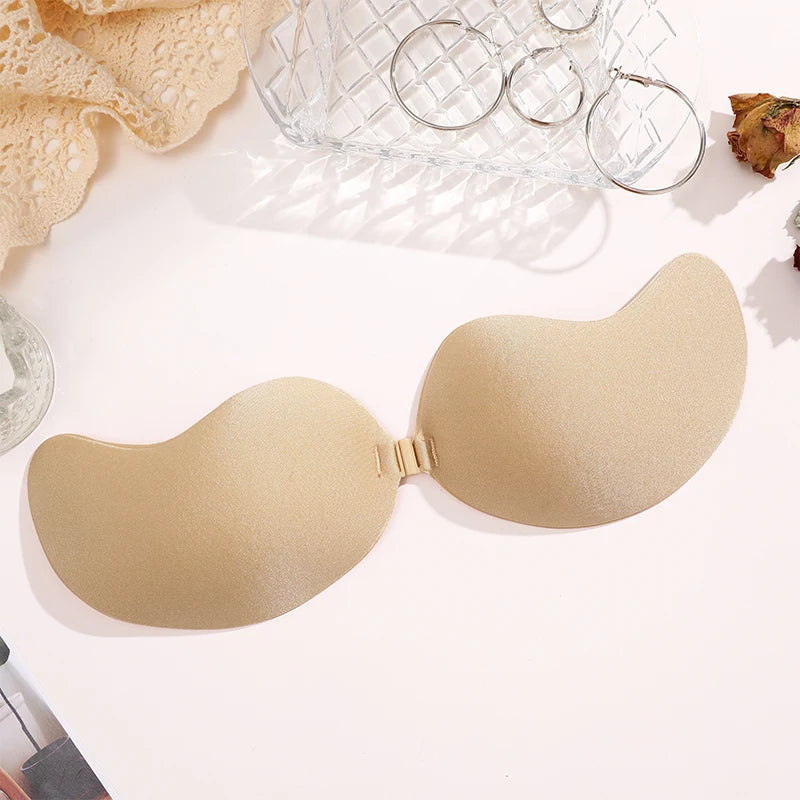 FINETOO 1Pair Women Invisible Underwear nubra Breast Patch Tow-Color Hypoallergenic Mango Cup bra Silicone Non-Falling Off Thin