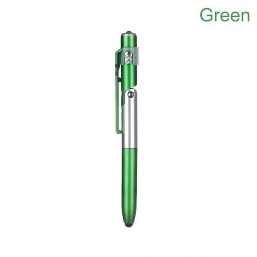4 In 1 Multifunction Ballpoint Pen with LED Light Fold Phone Holder Night Read Writing Pencil Office School Student Stationery