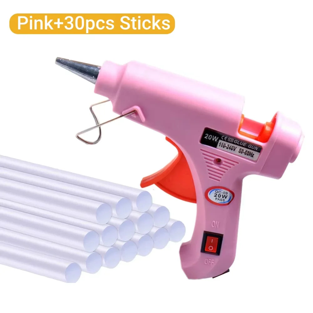 20W Hot Melt Glue Gun DIY Mini Household Industrial Guns Heat Temperature Thermo EU Electric Repair Tool Use 7mm Glue Sticks