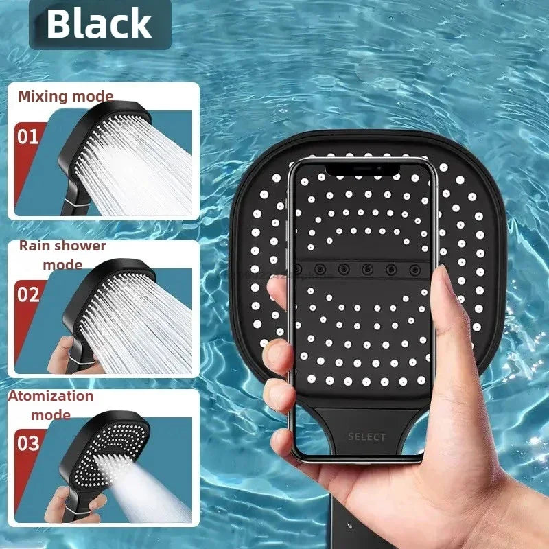 3-Modes High Pressure Shower Head Water Saving Shower Heads Adjustable Water Massage Sprayer Home Bathroom Accessories