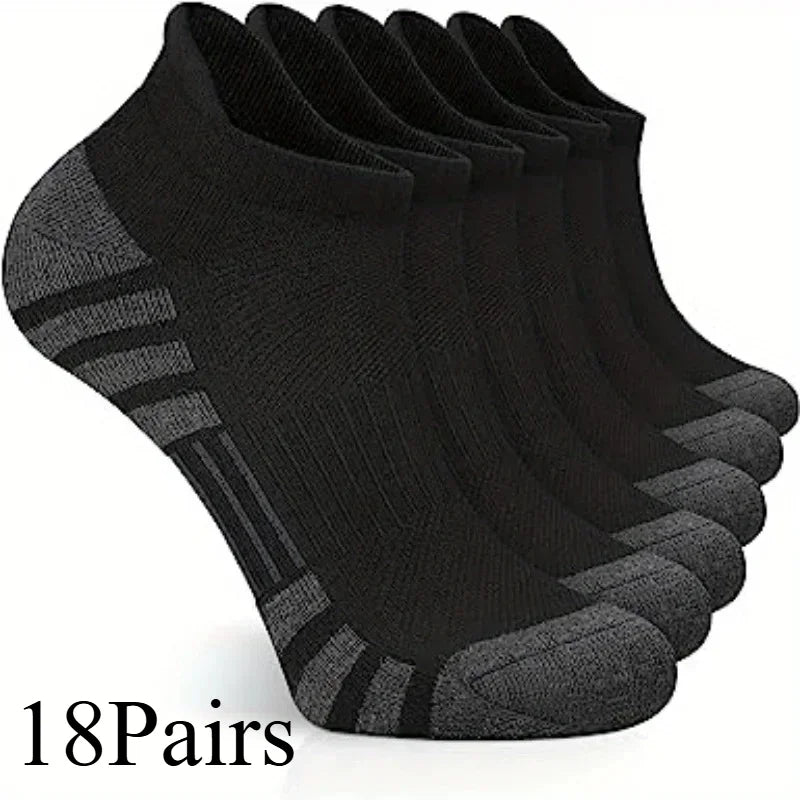 6/12/18Pairs Ankle Athletic Running Socks Cushioned Cotton Breathable Low Cut Sports Tab Socks For Men And Women