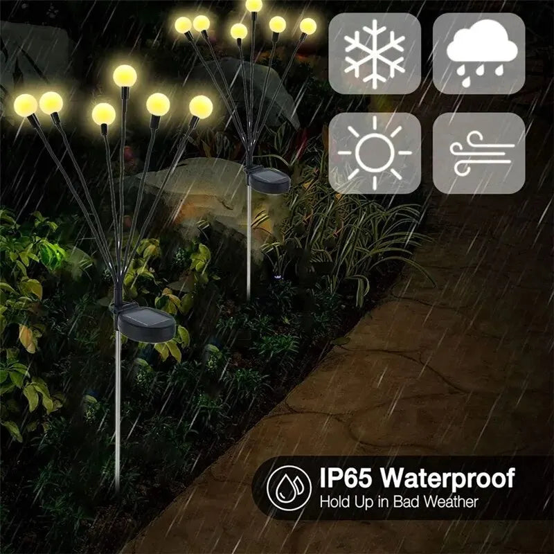 Solar LED Lights Garden Firework Warm Lights Outdoor 6/8 LEDs Waterproof Firefly Lawn Lamps Patio Pathway Decoration