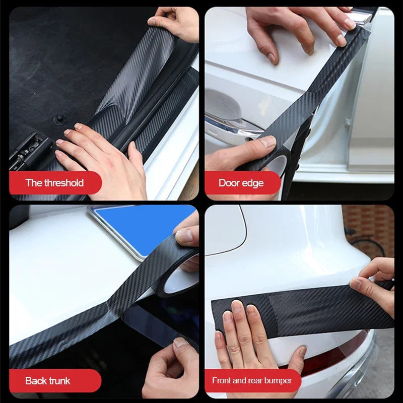 Carbon Fiber Sticker Car Door Sill Protector Film Auto Door Sill Edge Side Mirror Anti Scratch Tape Waterproof Stickers