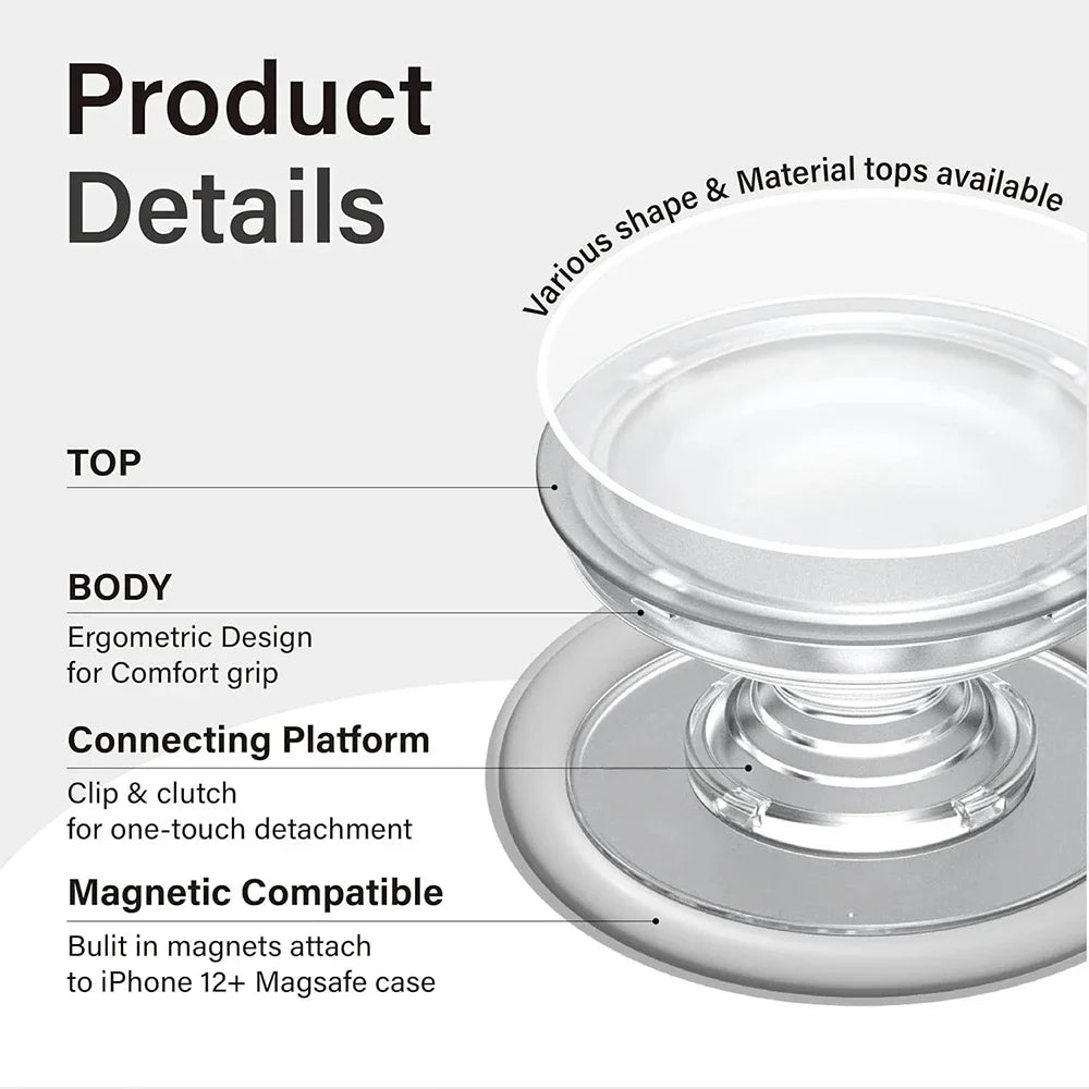 Magnetic Mobile Phone Grip Holder Folding Socket Pocket Support for Magsafe IPhone Mac Samsung Safe Ring Finger Expanding Stand