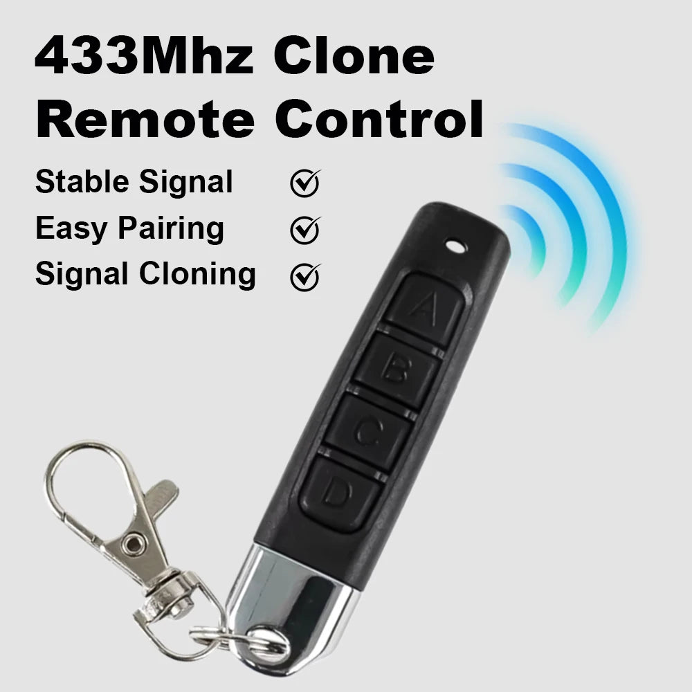 433MHz Cloning Remote Control RF Clone Copy Remote Control Garage Gate Door Opener Remote Key Duplicator for Home Safety