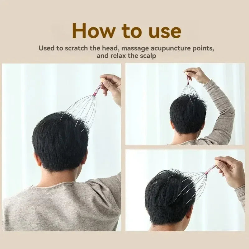 Octopus Head Massager Scratching Scalp Relaxation Relief Body Massager Scratcher Relieves Tension Health Care Tools Random Color