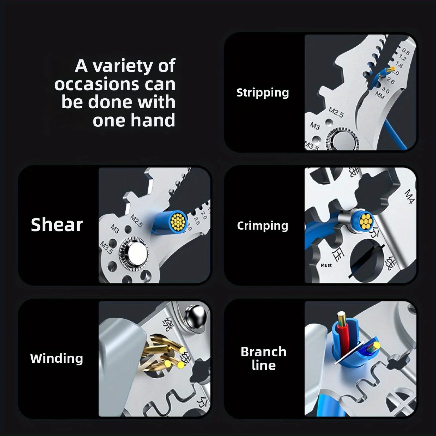 Electrician Pliers with Wire Stripper, Cutter & Separator – Durable Sharp Tool for DIY Cable Repair, Easy to Use, 10-in-1 Design