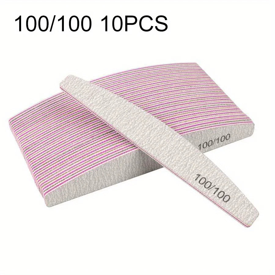 1/3/5/10Pcs Professional Nail File 80/100/150/180/240 Sandpaper Strong Thick Sanding Half Moon Lime nail accessories and Tools