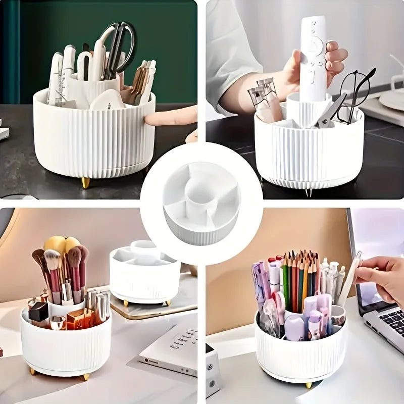 360-degree Rotating Cosmetic Storage Box -cosmetic Storage Box with 5 Compartments - Multi-functional Storage Box for Brushes