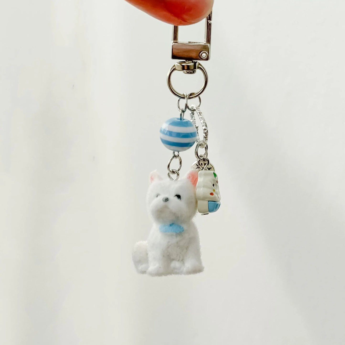 1pc Kawaii Flocking Dog Pendant Phone Lanyard Y2k Cute Dessert Doggy Phone Chain Korean Mobile Phone Charm Keycord Girl Gifts