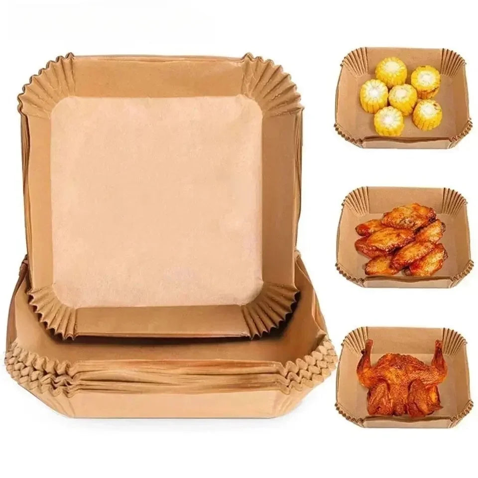 50pcs/set Disposable Air Fryer Paper Liner Oil-proof Water-proof Airfryer Disposable Cooking Paper Trays Baking Paper