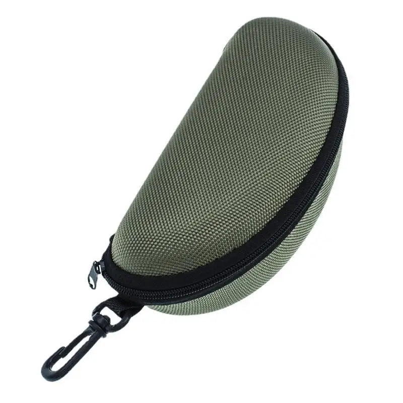 1pc Portable Sunglasses Case Protector Oxford Cloth Hard EVA Zippered Eyeglasses Case with Carabiner Unisex Eyewear Accessories