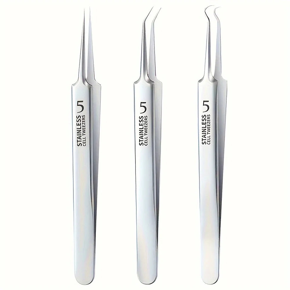 Easy-To-Use Stainless Steel Acne Extractor Set - Hypoallergenic Beauty Tweezers For Clear Skin, Perfect For Beginners