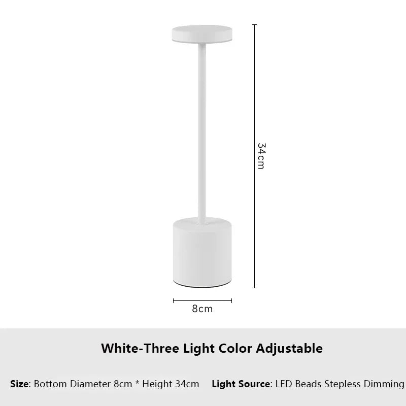 Simple LED Metal Table Lamp Rechargeable Touch Desk Lamp 3 Colors Adjustable Bedside Creative Ambient Light Bar Room Decor Light