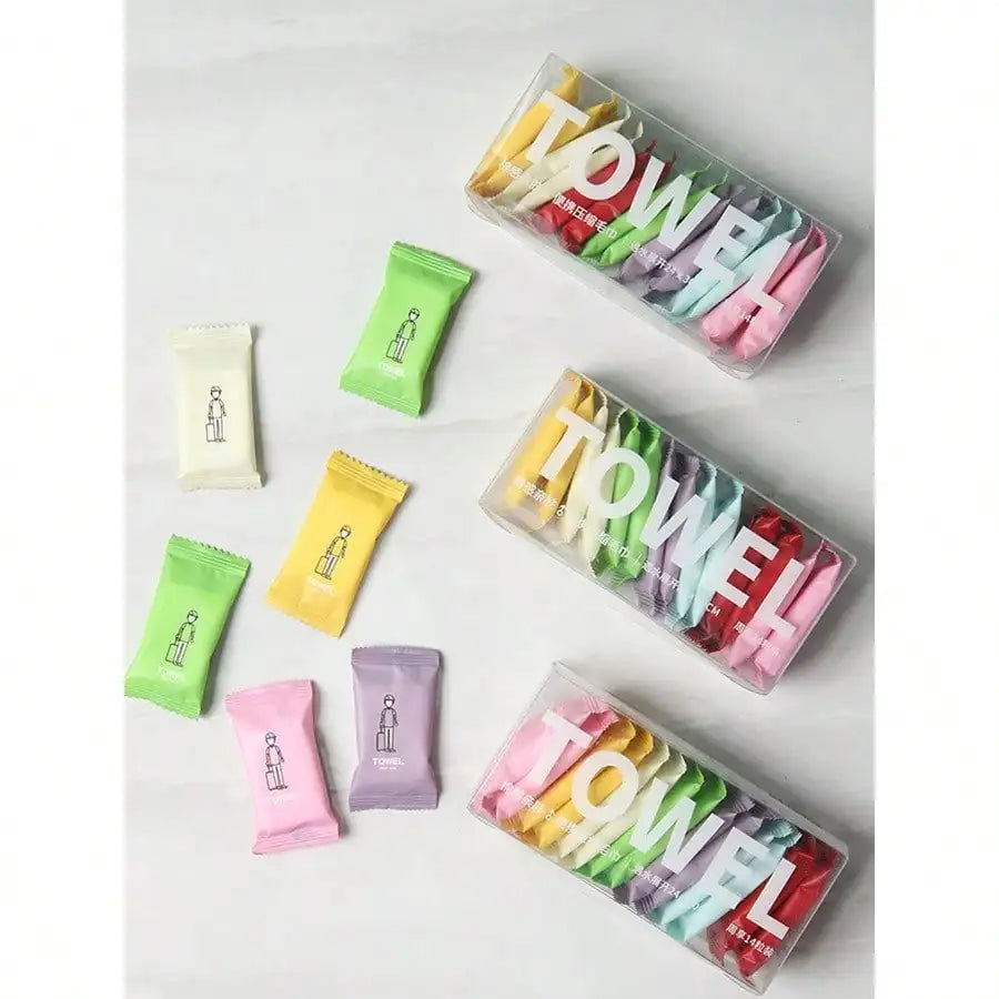 14pcs/box Disposable Washcloth Portable Travel Towel Thickened Compressed Face Cleansing Beauty Square Towel