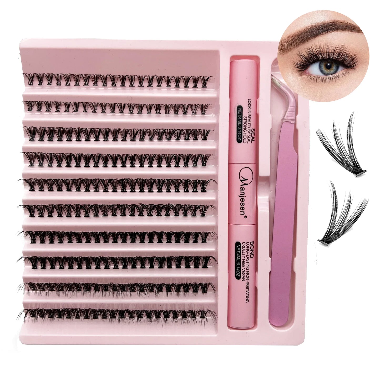 DIY Lashes Extension Kit Eyelashes 200 PCS Clusters Lash Bond and Seal Makeup Tools for Gluing  Lashes Gluing Glue  Accessories