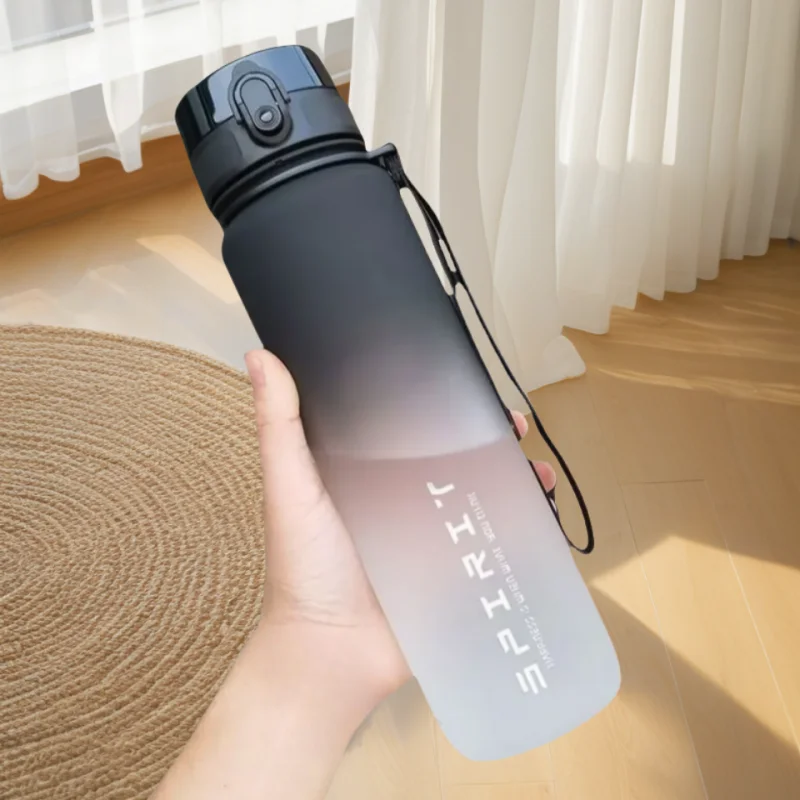 1 Liter Large Capacity Sports Water Bottle Leak Proof Colorful Plastic Cup Drinking Outdoor Travel Portable Gym Fitness Jugs