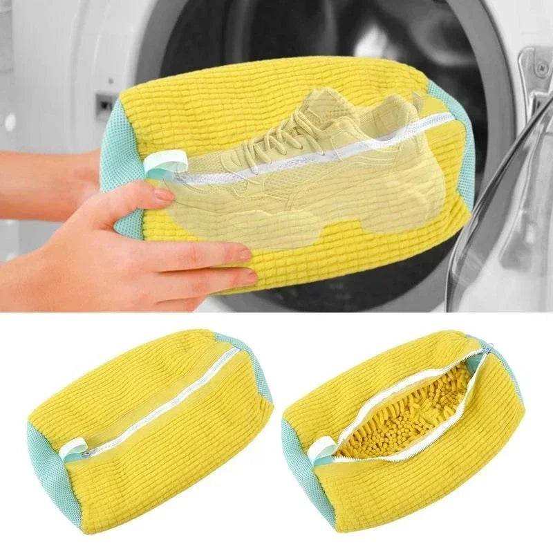 1PC Shoes Wash Bag Laundry Fluffy Fibers Padded Net Polyester Washing Shoes Bags Easily Remove Dirt Shose Anti-Deformation Bag
