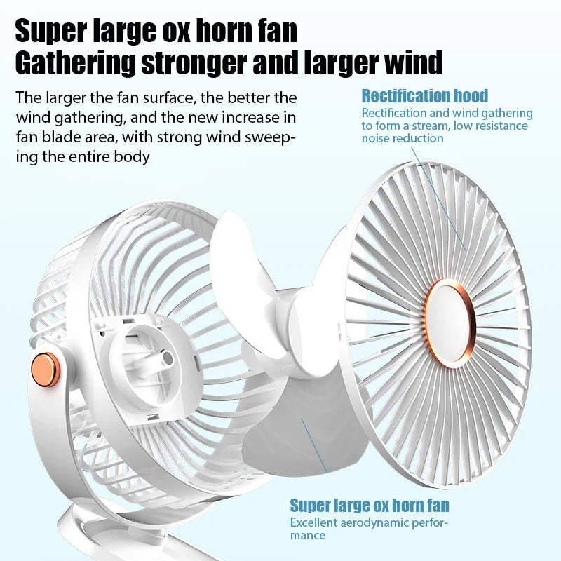 Desktop Hang Clip Fan Rechargeable Portable Air Circulator Ceiling Electric fan Camping Fans With LED Light Clip-on Air Cooler