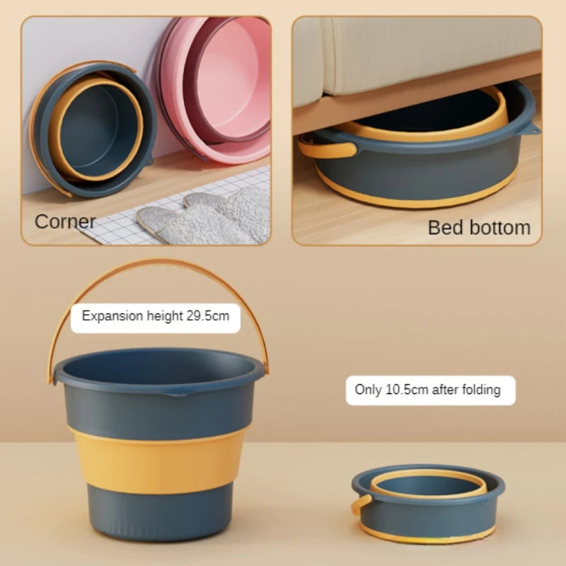 5/10/17L Folding Portable Bucket with Cover Car Wash Fishing Bathroom Tool Silicone Bucket Outdoor Camping Household Supplies