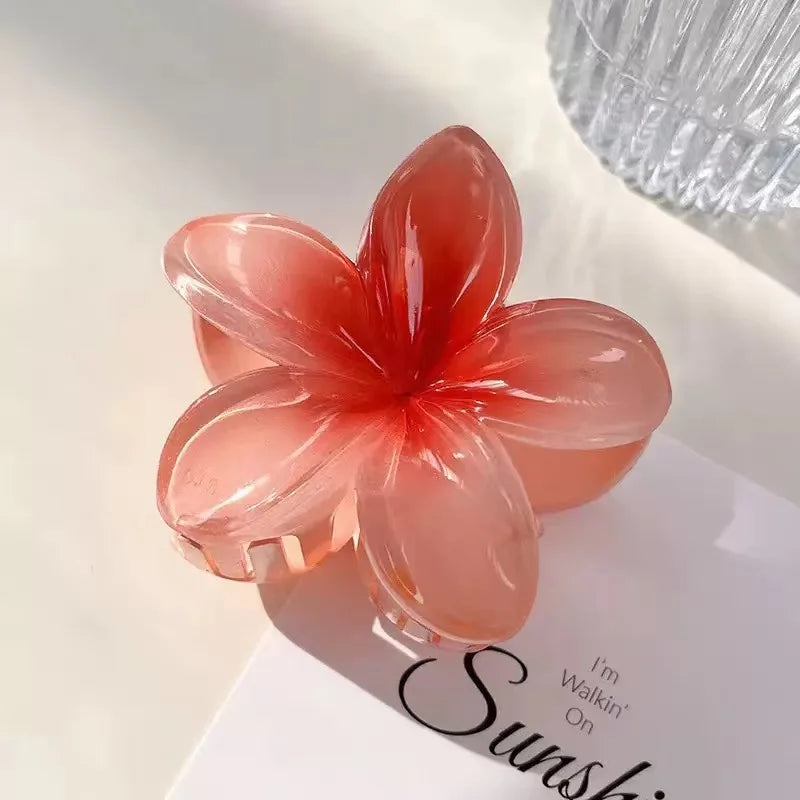 8cm Boho Gradient Large Flower Acrylic Hair Clip for Women Sweet Hair Claws Crab Clamp Barrettes Hawaiian Headwear Accessories