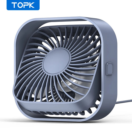 TOPK USB Portable Mini Fan,Desk Personal Electric Fan Table ,Standing Fans for Room,3 Speed Wind 360°Rotatable for Camping Quie