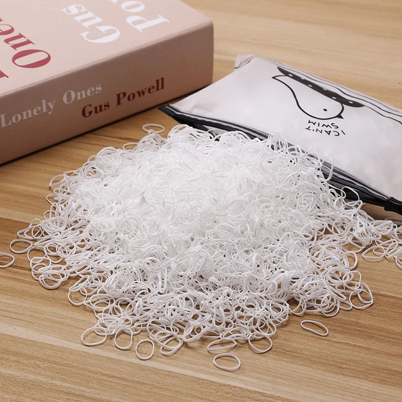 500/1000/2000pcs Girls Colourful Disposable Rubber Band Hair Ties Headband Children Ponytail Holder Bands Kids Hair Accessories