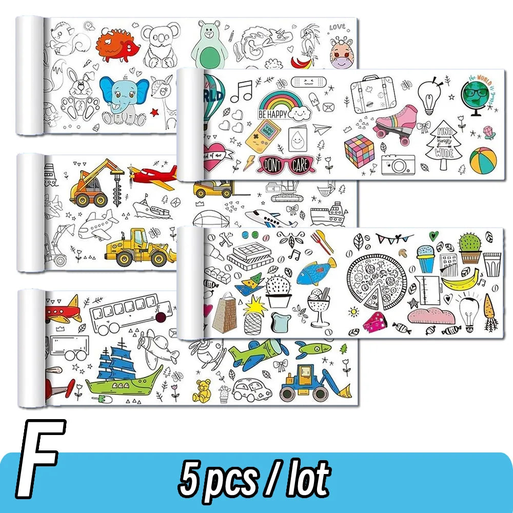 90cm Animal Canvas Children's Drawing Roll DIY Coloring Paper Roll Color Filling Graffiti Paper-cut Painting Educational School