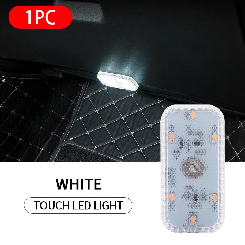 Car Interior Lights Finger Touch Sensor Mini LED Reading Lamp Wireless Touch Light USB Charging Auto Roof Atmosphere Lamp