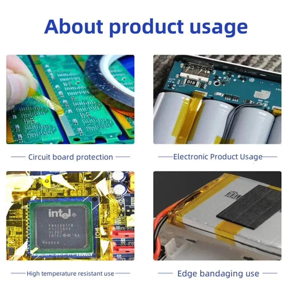 30m Long Gold Finger High Temperature Resistant Tape Polyimide Tape Multi Size Pet Anti Static Lithium Battery Insulation Tape